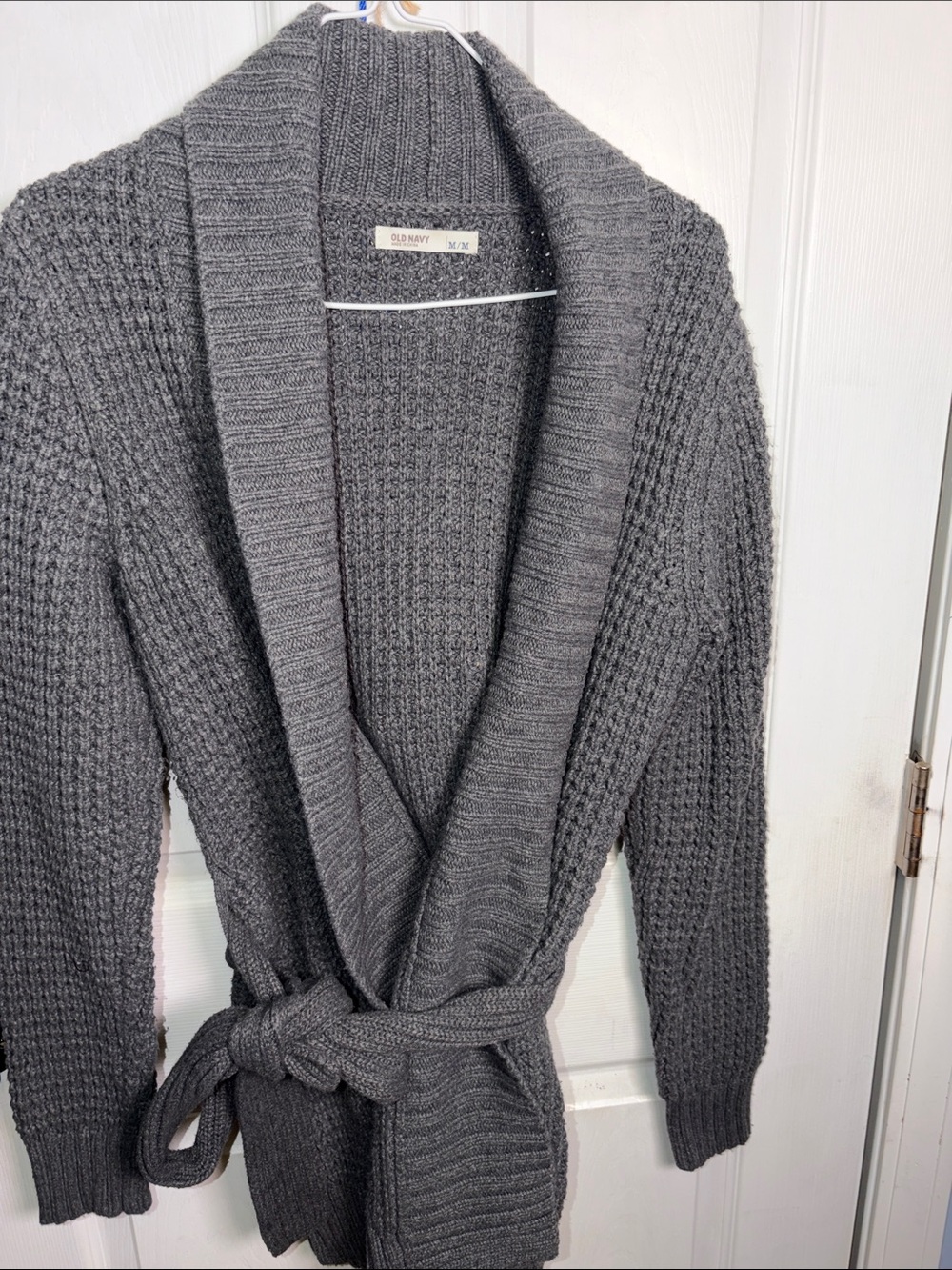 Old Navy Charcoal Shawl Collar Belted Cardigan Sweater